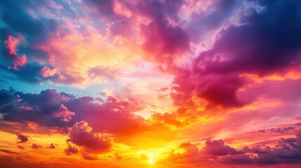 Fototapeta premium Majestic Sunset Sky with Vibrant Colors and Cloud Reflections
