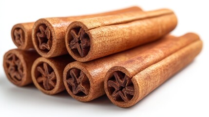 Cinnamon sticks arranged beautifully, showcasing their rich texture and color