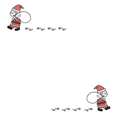 Obraz premium プレゼントを運ぶサンタと足跡のフレーム