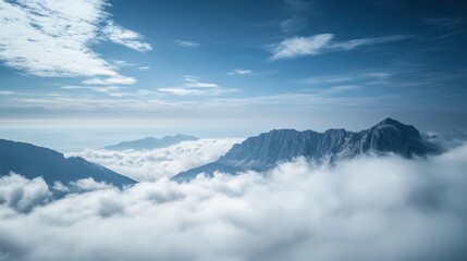 Fototapeta premium Above the Clouds: Majestic Sky View from Mountain Peak