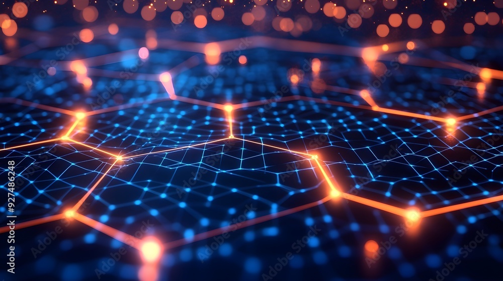 Aufkleber abstract network technology background with glowing lines