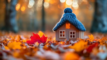 Cozy Home Prepared for Winter Amidst Autumn Leaves