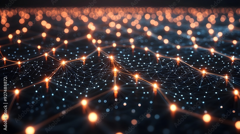 Poster abstract network lights - technology connection background