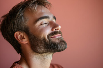 Obraz premium A close up of a man's face with her eyes closed