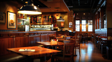 Modern Restaurant Interior with Wooden Floors and Booths