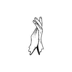 black and white hand clap gesture vector line art
