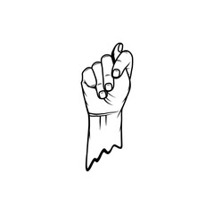 Obraz premium raise hand tuck thumb between fingers black and white fig sign vector line art