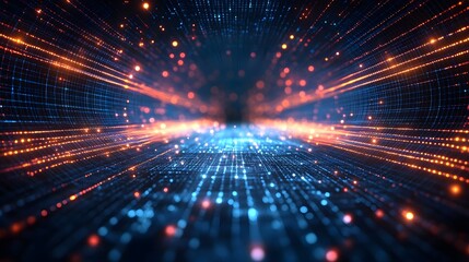 Abstract Digital Network Background with Lights