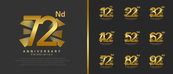 anniversary logo set. vector design golden color can be use for celebration moment