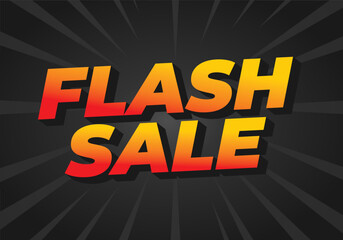 Flash sale. Text effect in 3D style for digital or pint promotion