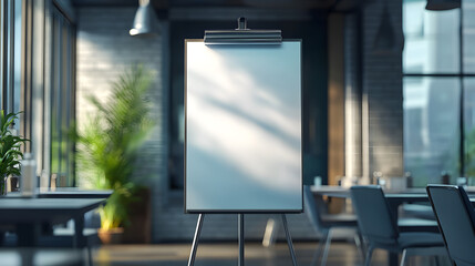 Meeting room with flipchart and plant