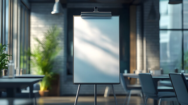 Meeting room with flipchart and plant