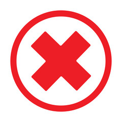 Cross x icon vector, red cross icon vector with rounded circle, no, wrong, delete icon vector flat trendy illustration isolated on white background.
