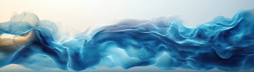 Obraz premium Abstract Blue Wave Pattern - Modern Digital Art with Fluid Motion and Soft Gradient Colors
