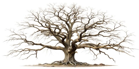 Obraz premium Old dead spooky tree isolated on white background or transparent background. 