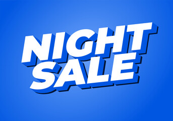 Night sale. Text effect design in 3D look with modern colors