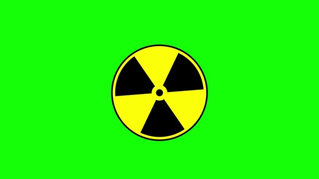 radiation symbol green screen nuclear rotating logo 4k for editing video