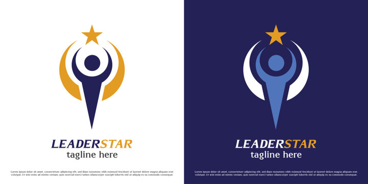 Success leader logo design illustration. Silhouette of person award company business career professional job employer manager supervisor achievement award. Abstract minimal simple icon symbol.