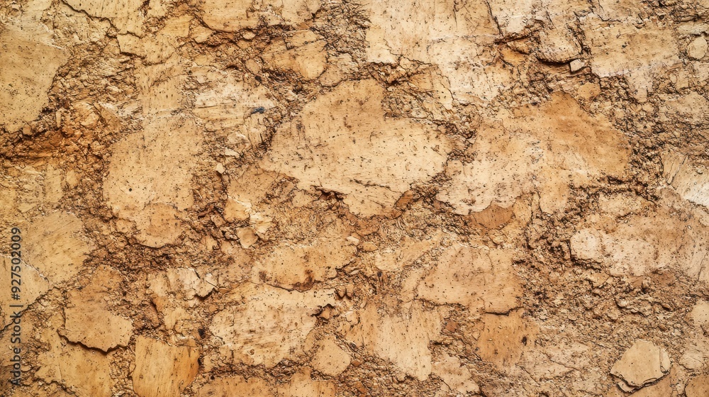 Poster a textured surface of dry clay or soil, showcasing natural patterns and colors.