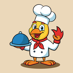 A cartoon Chef Chicken Catering tray illustration
