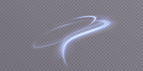 Curved glow lines light effect. Light bright Twirl. High speed light energy effect for game characters on transparent background PNG. Web