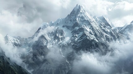 Obraz premium Majestic Mountain Peak with Clouds.