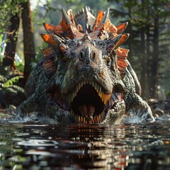 Prehistoric Predator Emerging from the Water.