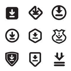 Set of download icons. Collection install symbol