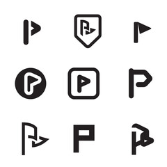 Set of map pin icons. 