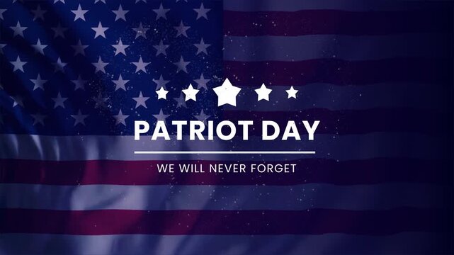 patriot day background with simple text animation and firework and flag flying american. suitable for opener or overlay project with a patriot day theme.