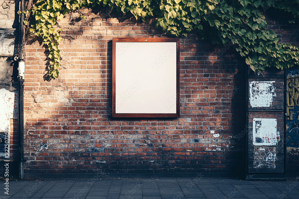 Aufkleber a white frame with a blank wall behind it