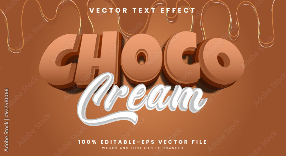 Poster choco cream editable text effect template with chocolate background