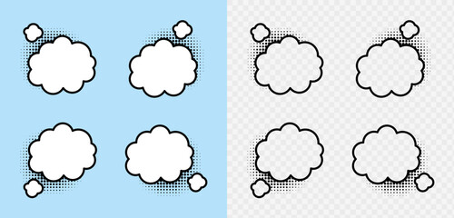 Comic speech bubbles with halftone shadows. Vector illustration in pop art style