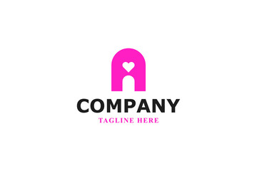 letter h and pink heart logo