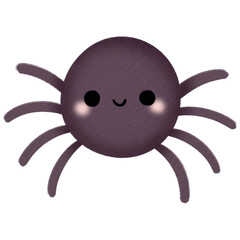 Watercolor illustration of a cute spider in a pastel-colored web