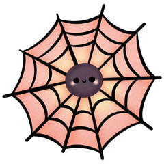 Fototapeta premium Watercolor illustration of a cute spider in a pastel-colored web