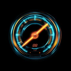 Light with car mileage with black background,number of speed,Odometer of car.