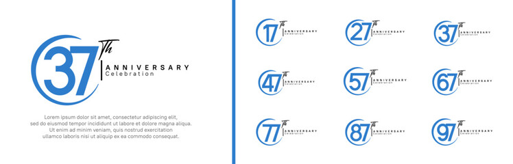 anniversary logo set. vector design blue and black color for celebration event