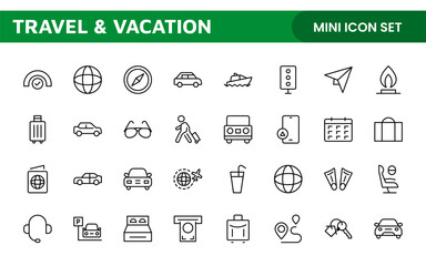 Travel and Vacation Outline Icon illustration. Editable line icon set.