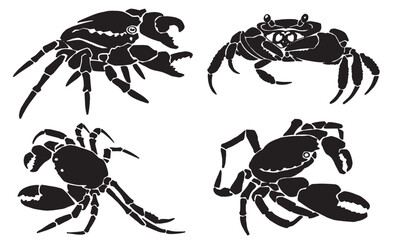 Graphical set of sea crabs isolated on white background, seafood, vector illustration	