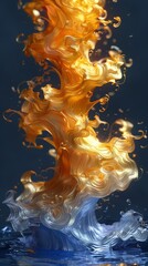 Fototapeta premium Gold and blue water splashes.