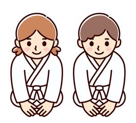 Martial arts sitting bow cartoon drawing