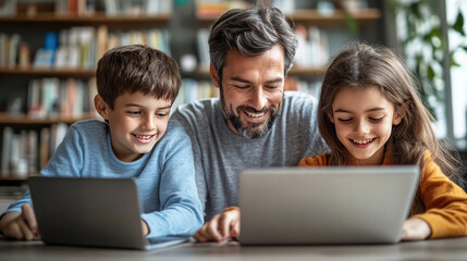 A family comparing products and prices while shopping online together.