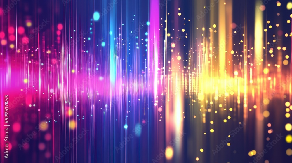 Poster abstract background featuring colorful sound waves illustrating voice and audio energy. bright gradi