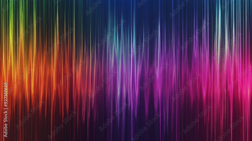 Poster abstract background with colorful sound wave lines in a rainbow gradient. dynamic illustration of sp