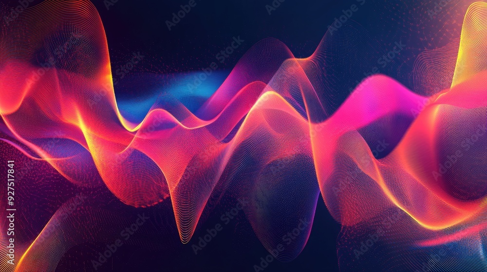 Aufkleber abstract dynamic sound wave background with energetic, pulsating lines in vivid colors. perfect for 