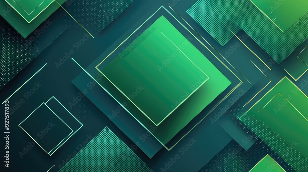 Poster abstract green background with geometric shapes and frames creating a stylish and modern design. the
