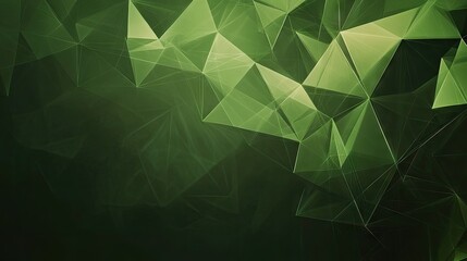 Fototapeta premium Abstract geometric frame in green tones, featuring polygonal shapes and angular lines. The clean, modern design is ideal for corporate presentations, brochures, or ads.