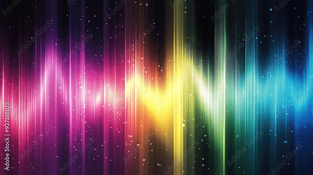 Aufkleber abstract illustration featuring rainbow gradient sound wave lines in motion. colorful background rep