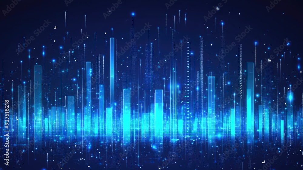 Poster abstract vector illustration of a blue music equalizer. crisp lines and vibrant blue tones represent
